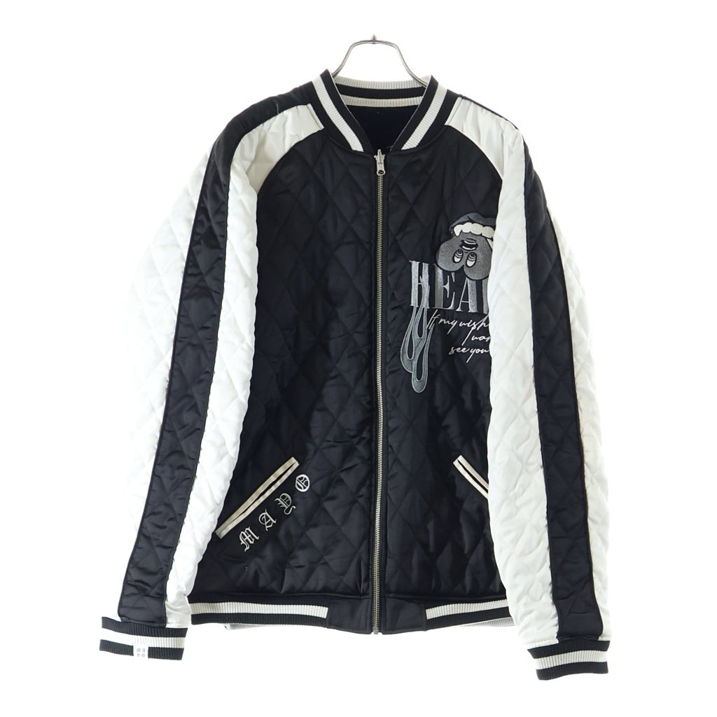 MAYO(メイヨー) 刺繍デザイン リバーシブルスタジアムジャケット スタジャン ジップアップブルゾン ブラック 22MY-JKT2202