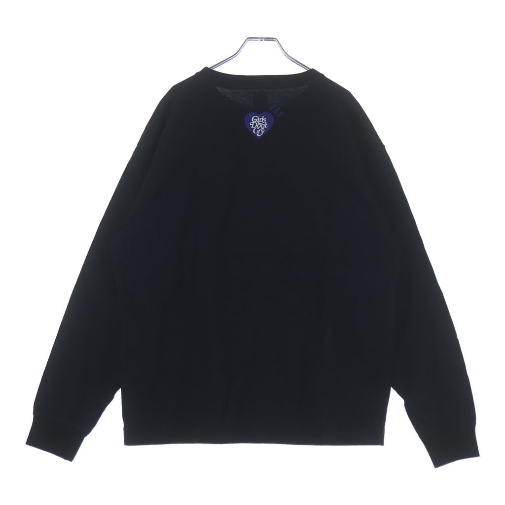 HUMAN MADE(ヒューマンメイド) 23SS ×Girls Don't Cry GDC VALENTINES DAY L/S T-SHIRT ガールズドントクライ バレンタインデイ クルーネック長袖Tシャツ カットソー ブラック XX25CS003