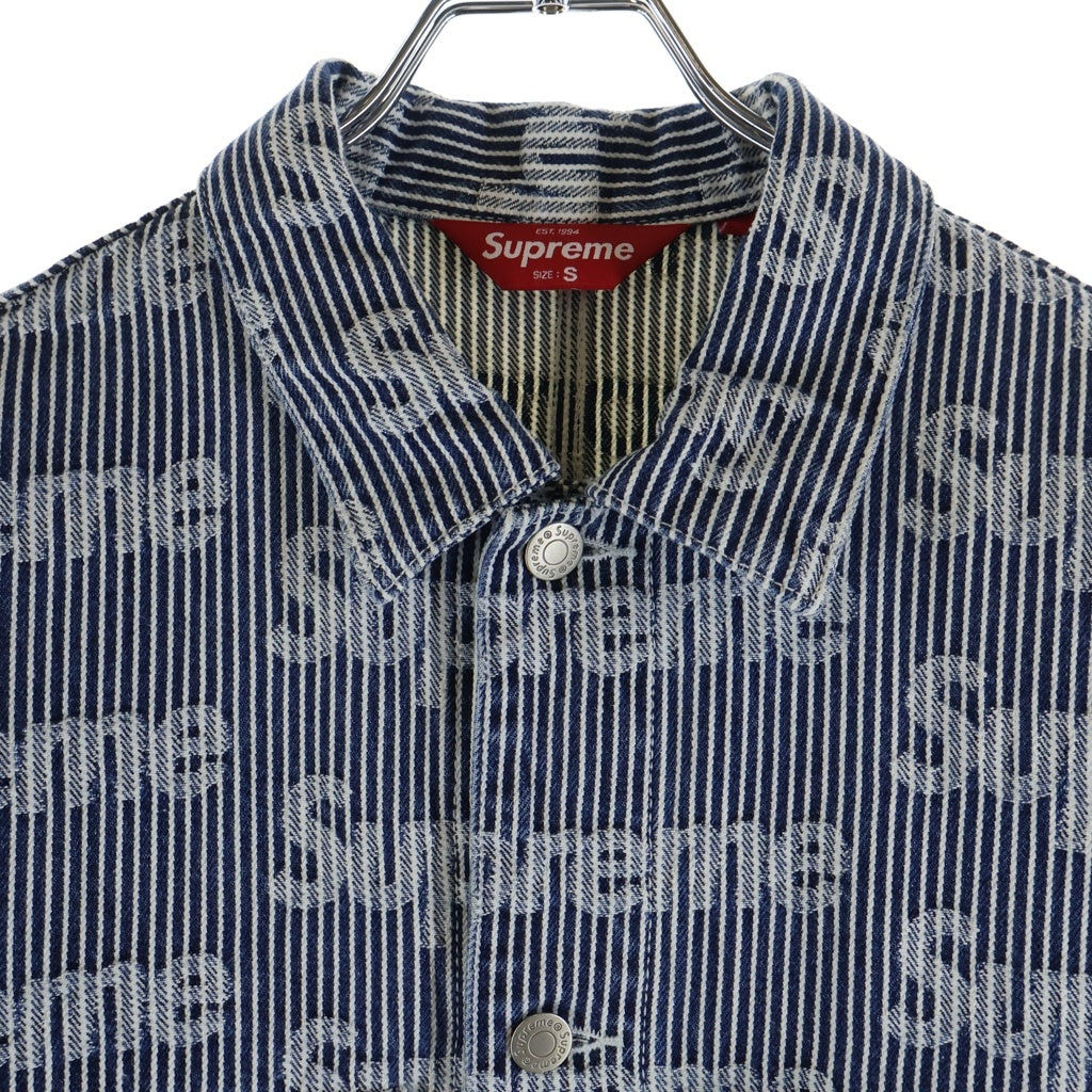 SUPREME(シュプリーム) 24SS Denim Chore Trucker Jacket ストライプ デニムトラッカージャケット インディゴ/ホワイト