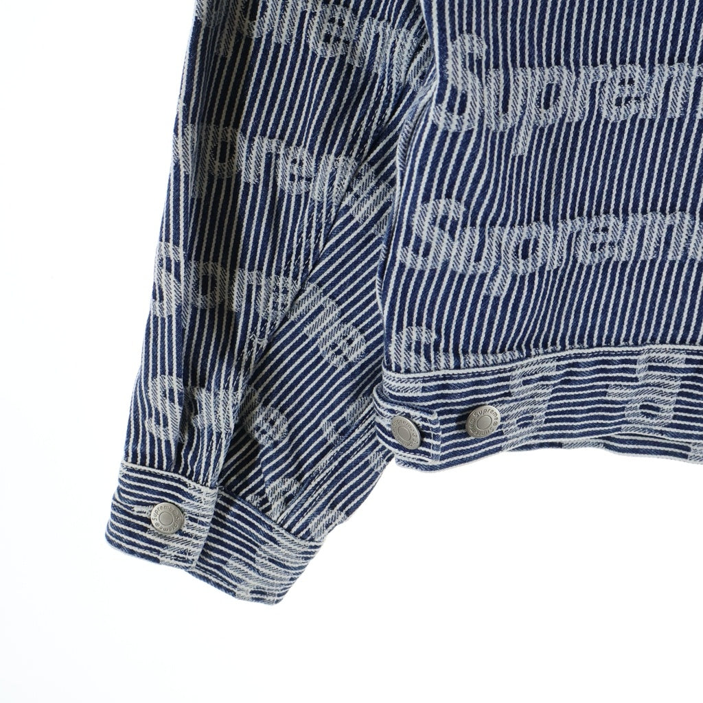 SUPREME(シュプリーム) 24SS Denim Chore Trucker Jacket ストライプ デニムトラッカージャケット インディゴ/ホワイト