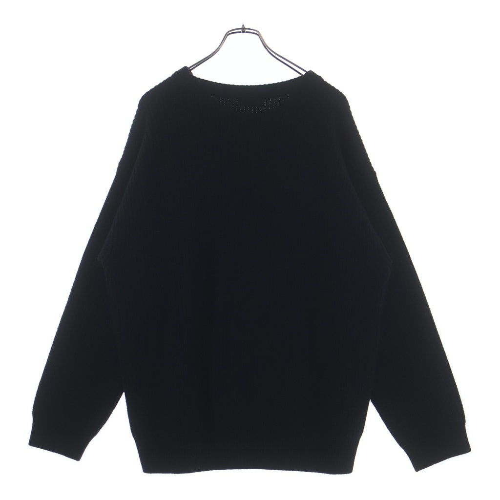 CELINE(セリーヌ) 21AW エディ期 ウール フロントロゴエンブロイダリー ローゲージ クルーネックニット セーター ブラック 2A19R205O