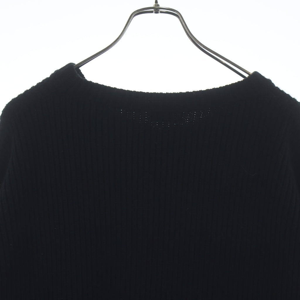 CELINE(セリーヌ) 21AW エディ期 ウール フロントロゴエンブロイダリー ローゲージ クルーネックニット セーター ブラック 2A19R205O