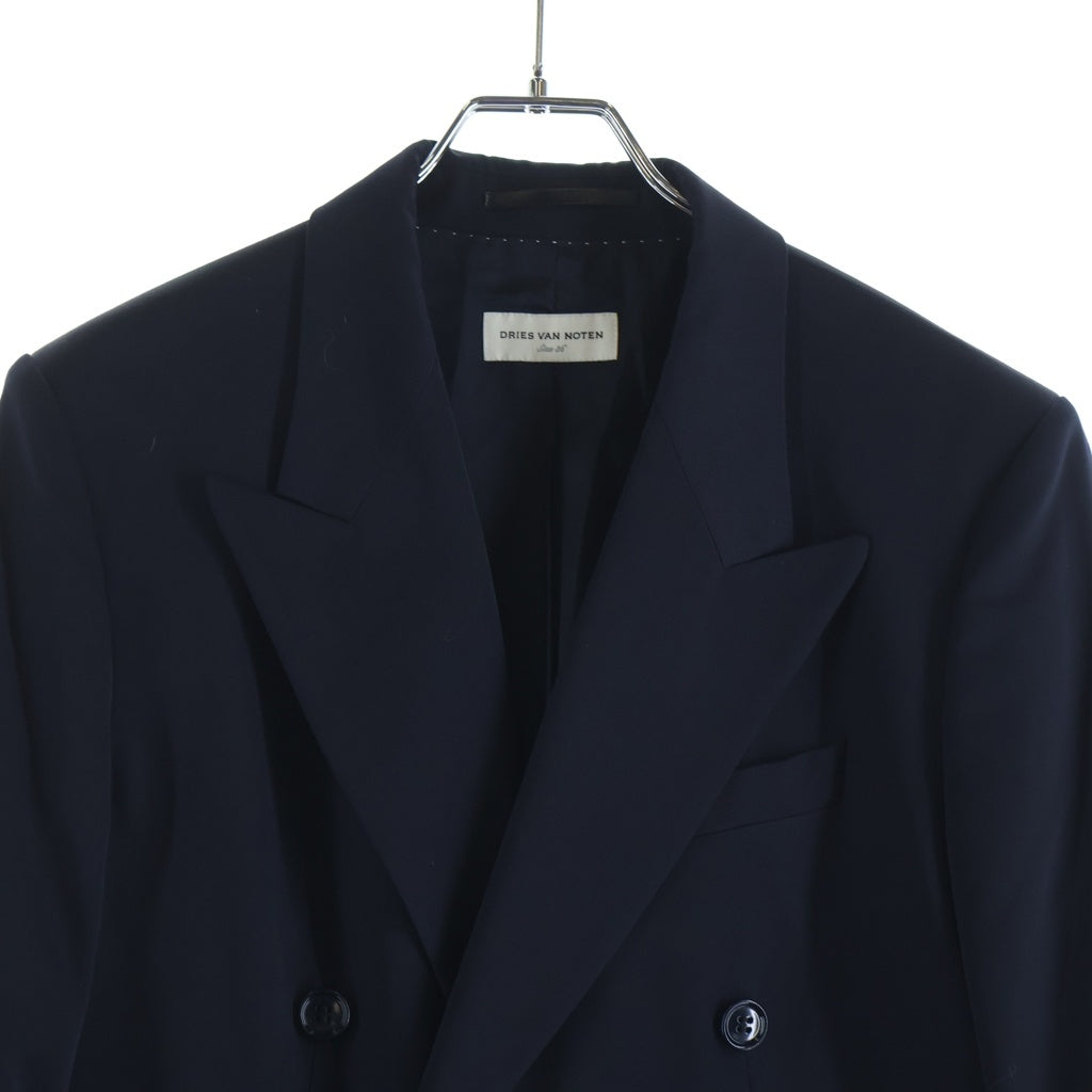 DRIES VAN NOTEN(ドリスヴァンノッテン) DOUBLE BREASTED TAILORED JACKET ダブルブレスト ウール テーラードジャケット ネイビー 71-07-91-07005
