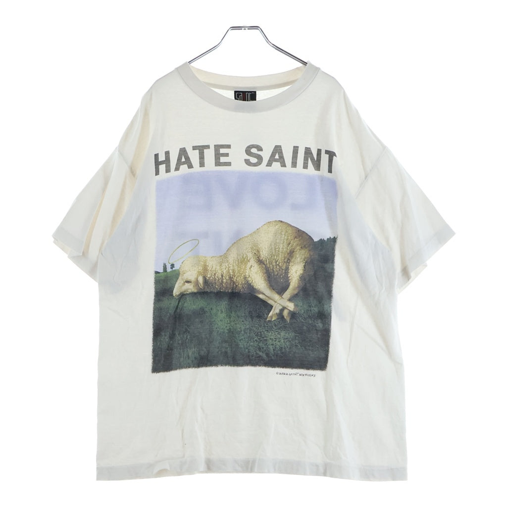 SAINT MICHAEL(セントマイケル) 22SS TEE SHEEP シープ ヴィンテージ加工 両面プリントTシャツ 半袖クルーネックカットソー ホワイト SM-S22-0000-008