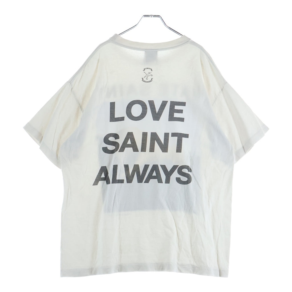 SAINT MICHAEL(セントマイケル) 22SS TEE SHEEP シープ ヴィンテージ加工 両面プリントTシャツ 半袖クルーネックカットソー ホワイト SM-S22-0000-008
