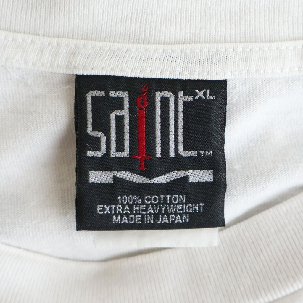 SAINT MICHAEL(セントマイケル) 22SS TEE SHEEP シープ ヴィンテージ加工 両面プリントTシャツ 半袖クルーネックカットソー ホワイト SM-S22-0000-008