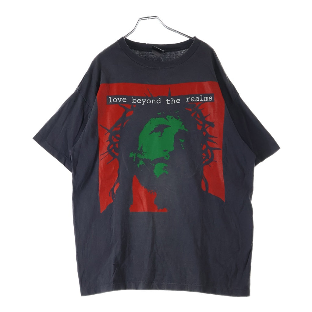 SAINT MICHAEL(セントマイケル) 24SS ×Kosuke Kawamura KK SS TEE LOVE BEYOND 河村康輔 ヴィンテージ加工 両面プリントTシャツ 半袖クルーネックカットソー グレー SM-YS8-0000-C23