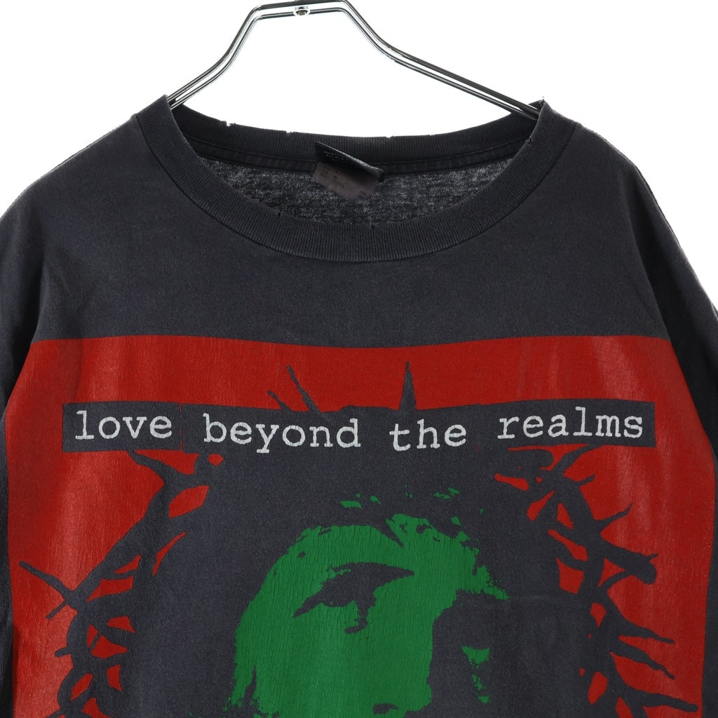 SAINT MICHAEL(セントマイケル) 24SS ×Kosuke Kawamura KK SS TEE LOVE BEYOND 河村康輔 ヴィンテージ加工 両面プリントTシャツ 半袖クルーネックカットソー グレー SM-YS8-0000-C23
