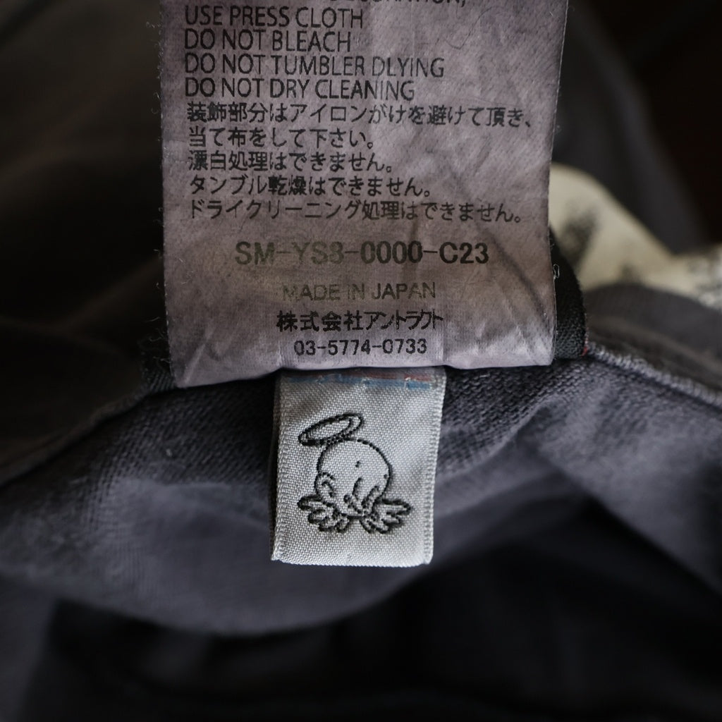 SAINT MICHAEL(セントマイケル) 24SS ×Kosuke Kawamura KK SS TEE LOVE BEYOND 河村康輔 ヴィンテージ加工 両面プリントTシャツ 半袖クルーネックカットソー グレー SM-YS8-0000-C23