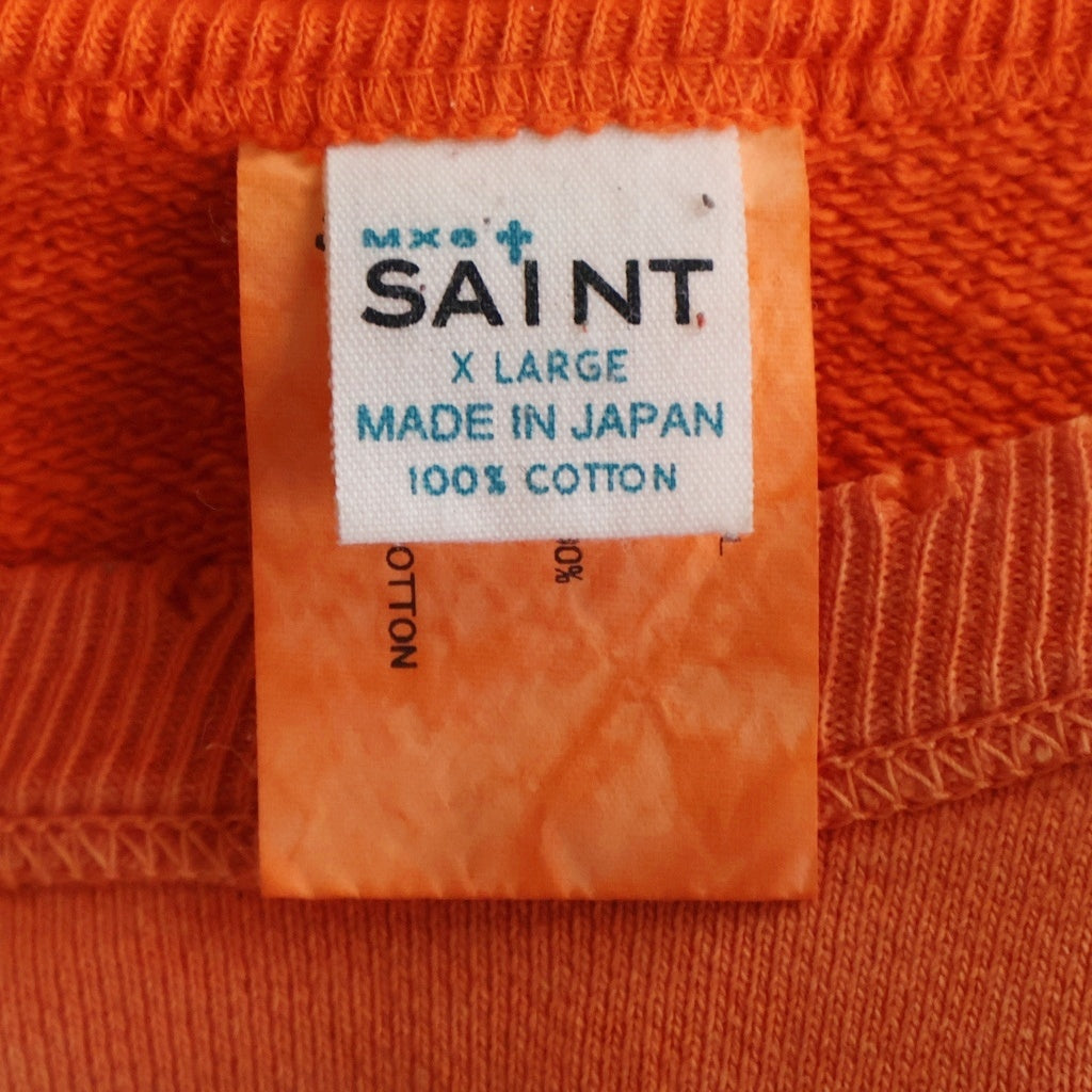 SAINT MICHAEL(セントマイケル) 24SS CRW SWEAT/JS & LMB ヴィンテージ加工 両面プリント 長袖クルーネックスウェットトレーナー オレンジ SM-YS8-0000-028