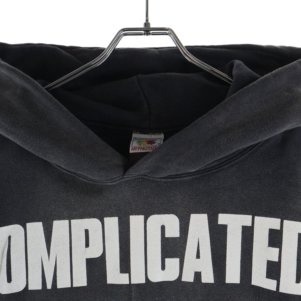 SAINT MICHAEL(セントマイケル) 23AW ×Kosuke Kawamura KK/HOODIE /COMPLICATED 河村康輔 ヴィンテージ加工 クロップドプルオーバーパーカー フーディー グレー SM-A23-0000-C20