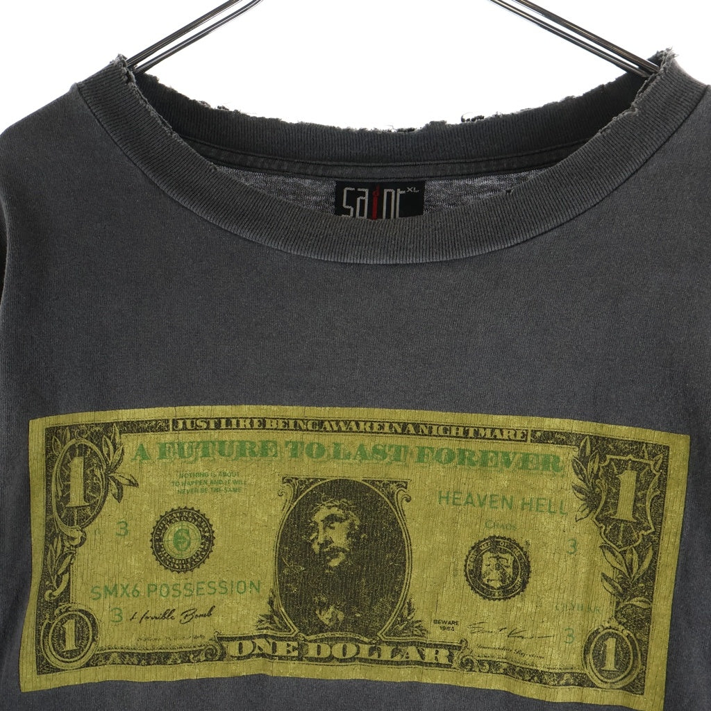 SAINT MICHAEL(セントマイケル) 22AW ×Kosuke Kawamura KMR LS TEE 河村康輔 ヴィンテージ加工 両面プリントTシャツ 長袖クルーネックカットソー グレー SM-A22-0000-083