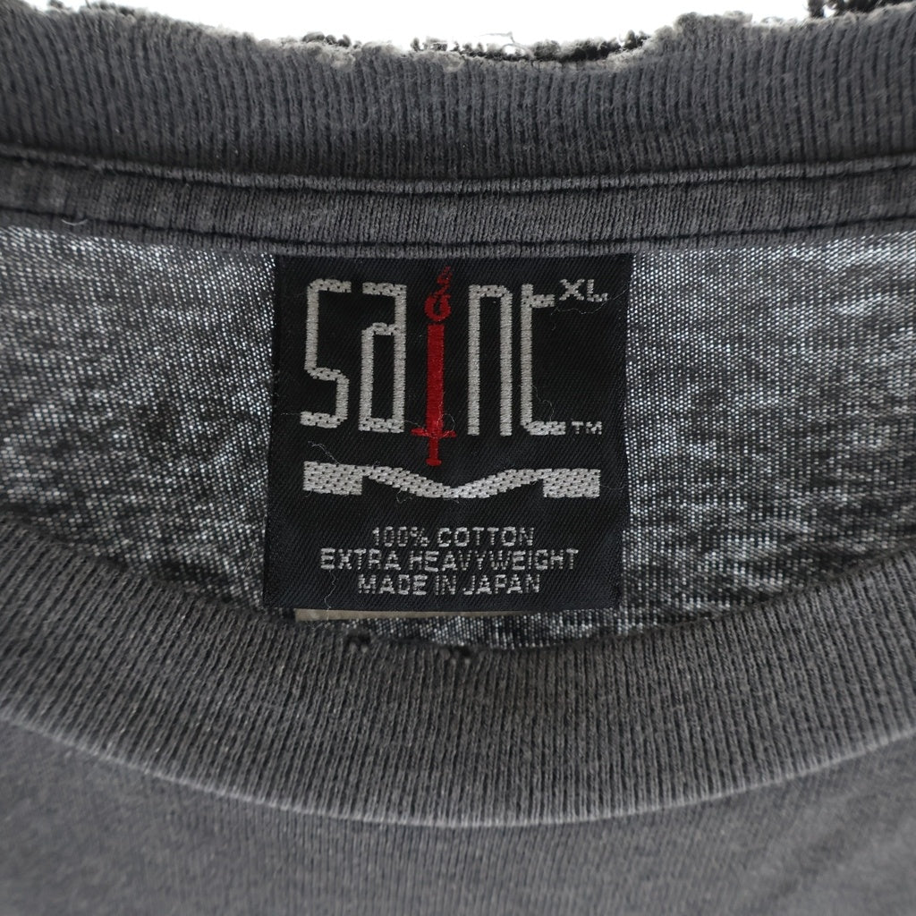 SAINT MICHAEL(セントマイケル) 22AW ×Kosuke Kawamura KMR LS TEE 河村康輔 ヴィンテージ加工 両面プリントTシャツ 長袖クルーネックカットソー グレー SM-A22-0000-083