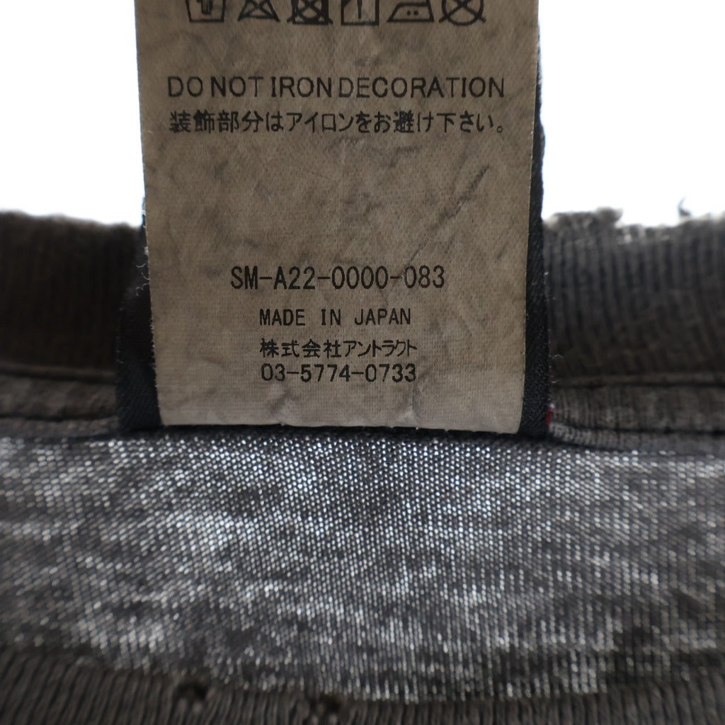 SAINT MICHAEL(セントマイケル) 22AW ×Kosuke Kawamura KMR LS TEE 河村康輔 ヴィンテージ加工 両面プリントTシャツ 長袖クルーネックカットソー グレー SM-A22-0000-083