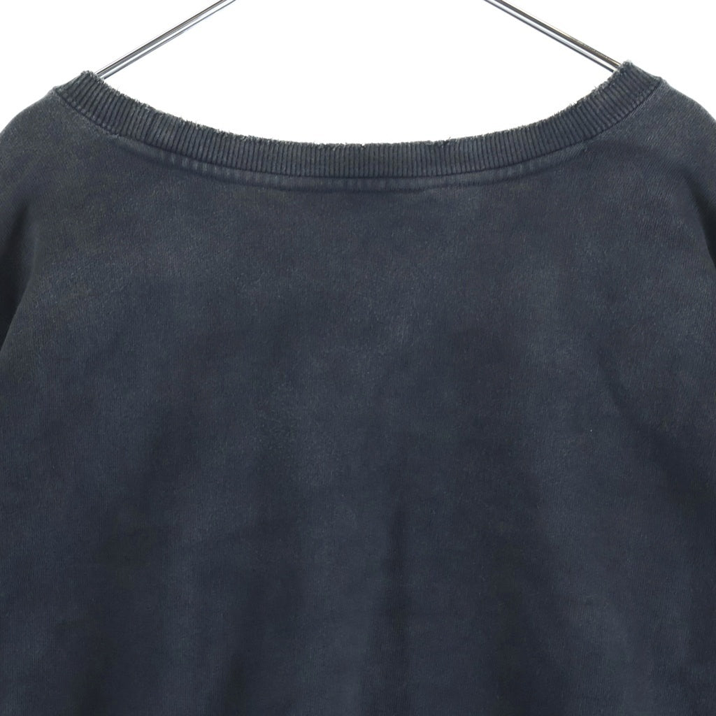 ANCELLM(アンセルム) EMBROIDERY UNEVEN OVER SWEAT SHIRT 胸ロゴ刺繍 ヴィンテージ加工 クルーネックスウェットトレーナー グレー ANC-CT64