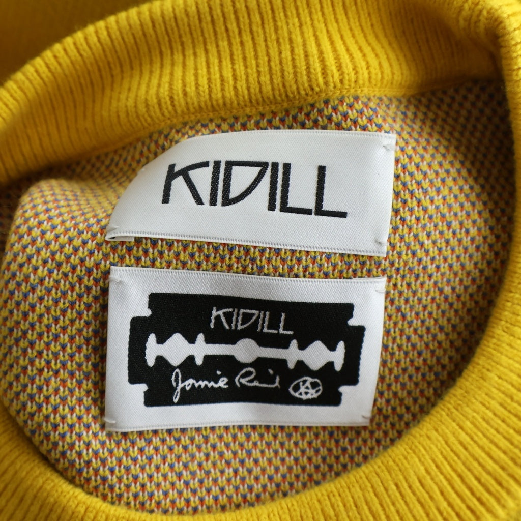 KIDILL(キディル) フロントデザイン 長袖 アクリルウールニットセーター イエロー KL460