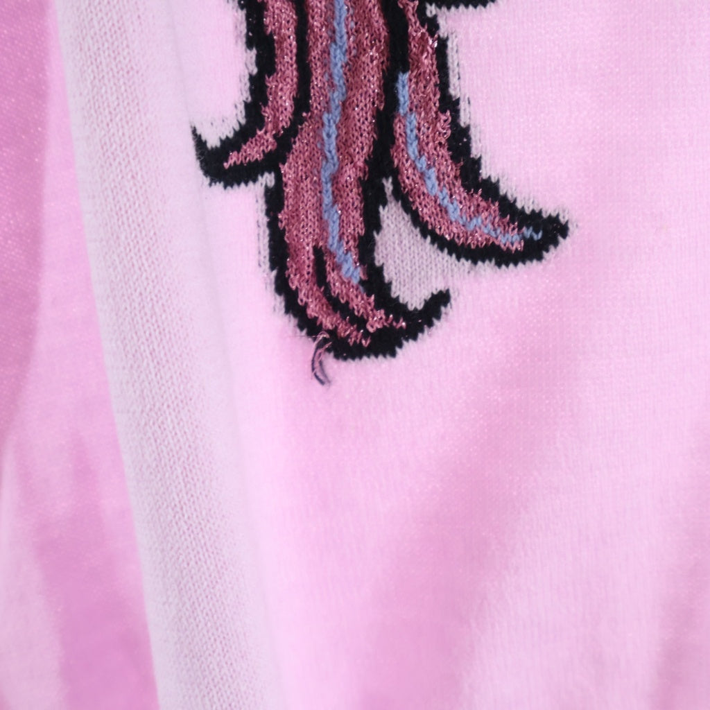 KIDILL(キディル) 26SS CYBER PUNK GIRL INTARSIA PULLOVER KNIT サイバーパンクガール フロント刺繍 アクリルコットンニットセーター ピンク KL1094