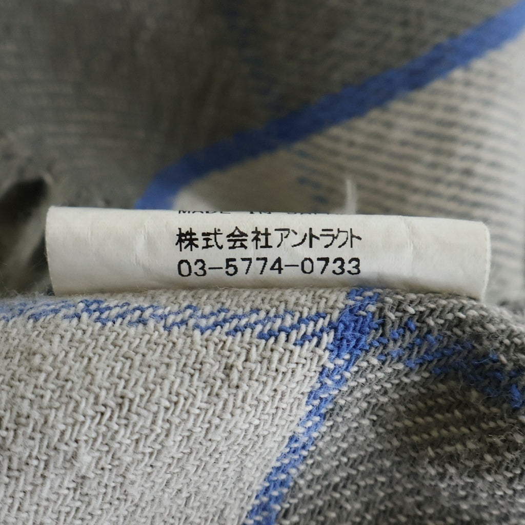 SAINT MICHAEL(セントマイケル) 22AW ×Shermer Academy FRANNEL SHIRT シャーマーアカデミー ダメージ加工 チェック柄 長袖コットンフランネルシャツ グレー/ブルー SM-A22-0000-061