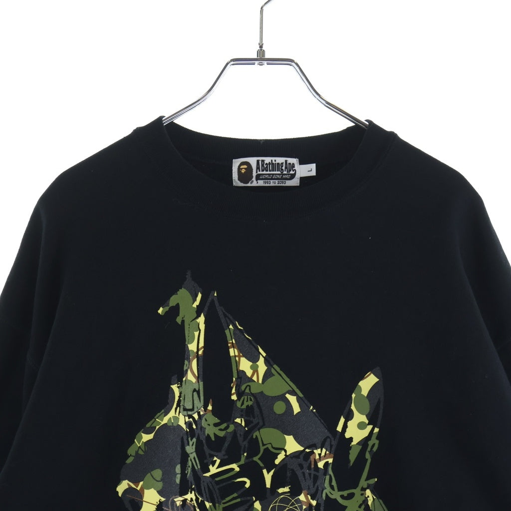 A BATHING APE(アベイシングエイプ) ×FUTURA ORIGIBAL HEADZ CREWNECK フューチュラ オリジナルヘッズ カモ柄 クルーネックスウェットトレーナー ブラック 001SWH231902X
