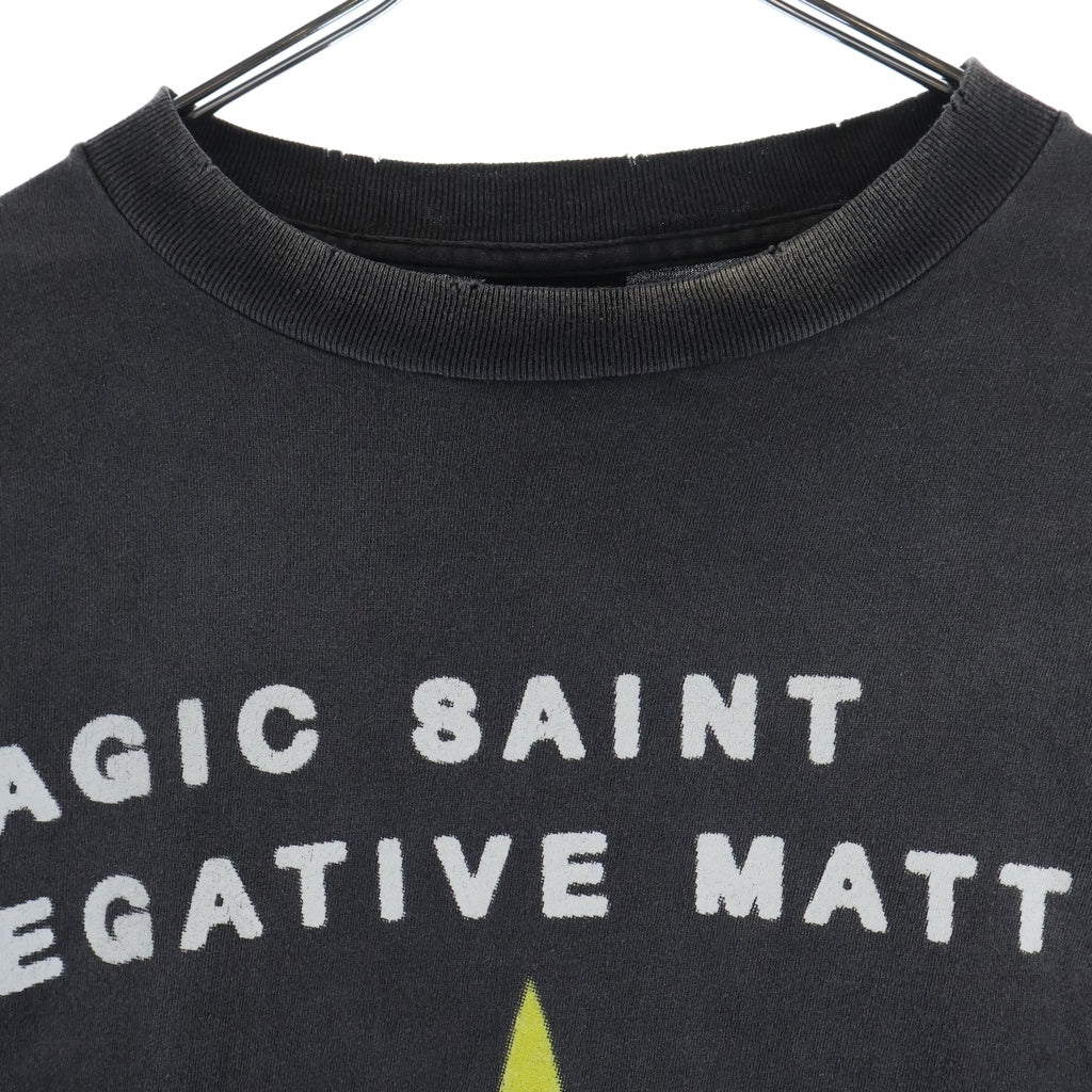 SAINT MICHAEL(セントマイケル) 25SS CANDLE LS TEE キャンドル ヴィンテージ加工 両面プリントTシャツ 長袖クルーネックカットソー グレー SM-HR8-0000-031