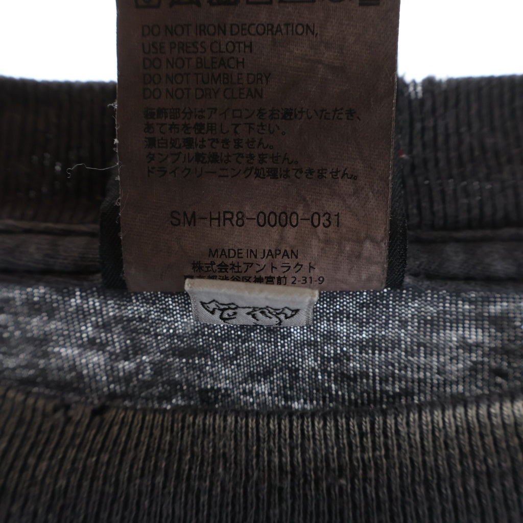 SAINT MICHAEL(セントマイケル) 25SS CANDLE LS TEE キャンドル ヴィンテージ加工 両面プリントTシャツ 長袖クルーネックカットソー グレー SM-HR8-0000-031