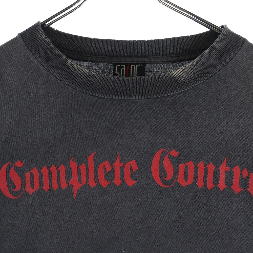 SAINT MICHAEL(セントマイケル) 25SS × Kosuke Kawamura KK_LS TEE/COMPLETE CONTRL 河村康輔 ヴィンテージ加工 両面プリントTシャツ グレー SM-HR8-0000-C26