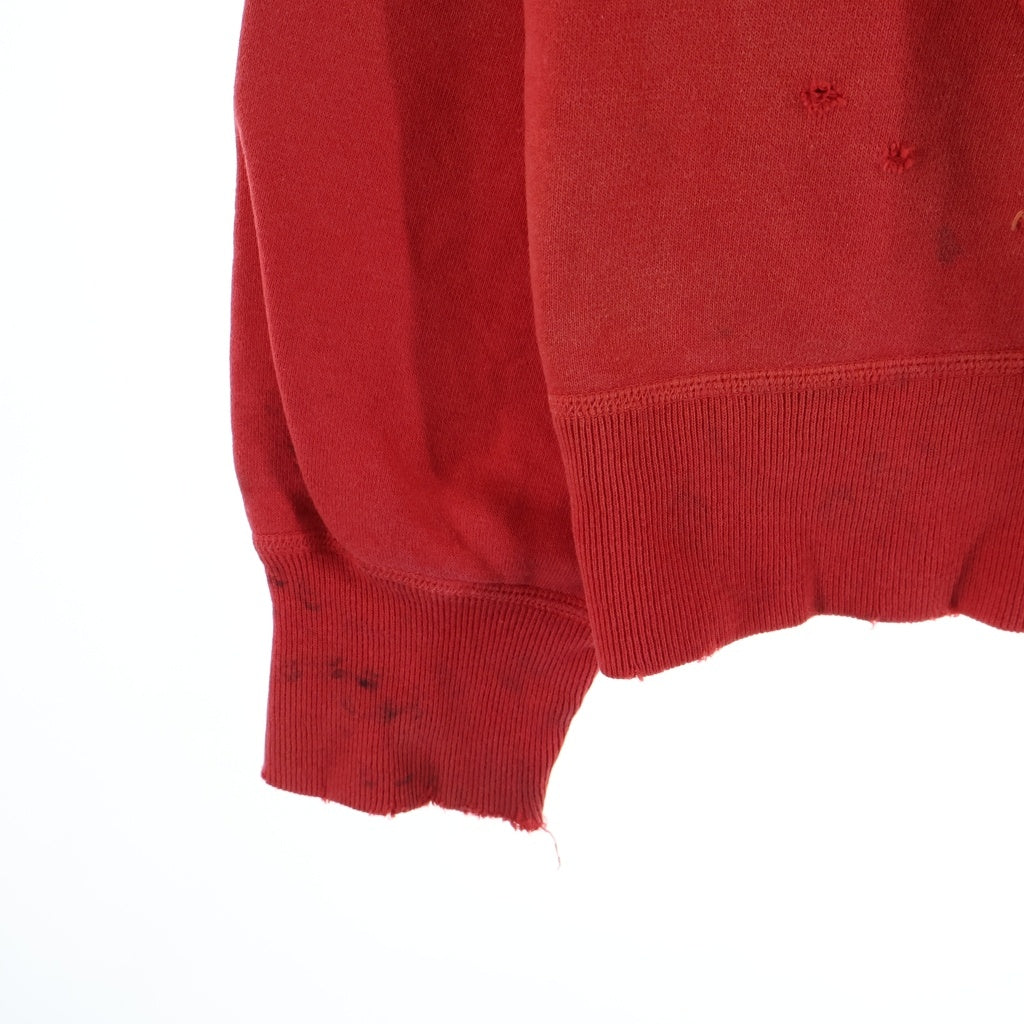 SAINT MICHAEL(セントマイケル) 22SS ANGEL HOODIE ヴィンテージ加工 エンジェルプリント プルオーバースウェットパーカー フーディー レッド SM-S22-0000-042