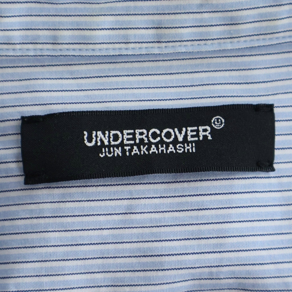 UNDERCOVER(アンダーカバー) 22AW PSYCHO サイコ フロントワッペン刺繍 長袖ストライプシャツ ブルー UC2B9403