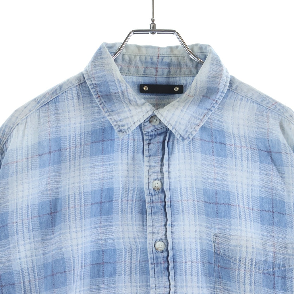 MINEDENIM(マインデニム) 19SS DENIM CHECK PRNT LOOSE SH デニムチェックプリント 長袖ボタンシャツ ブルー 1903-5003-87-012