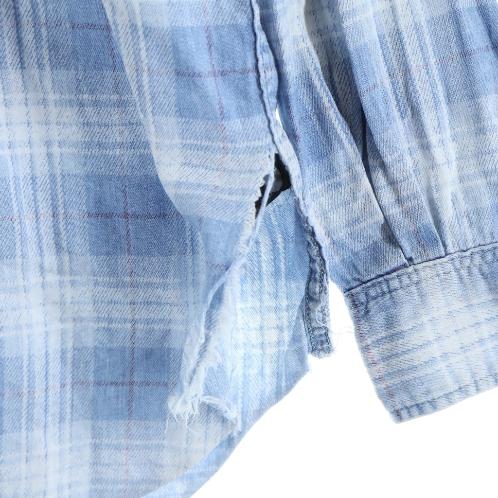 MINEDENIM(マインデニム) 19SS DENIM CHECK PRNT LOOSE SH デニムチェックプリント 長袖ボタンシャツ ブルー 1903-5003-87-012