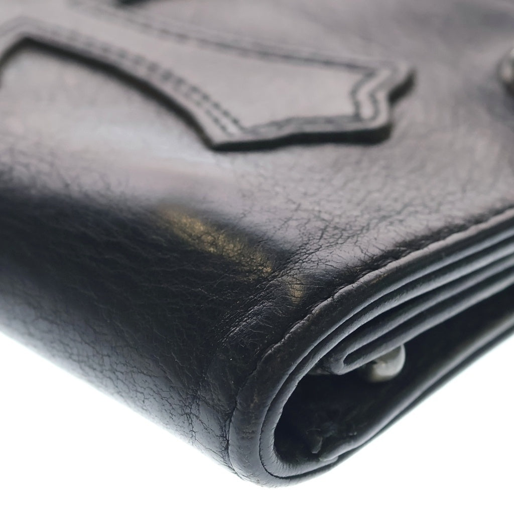 CHROME HEARTS(クロムハーツ) 1ZIP CROSS PATCH 1ジップ クロスパッチ クロスボールボタン レザーウォレット 財布 ブラック