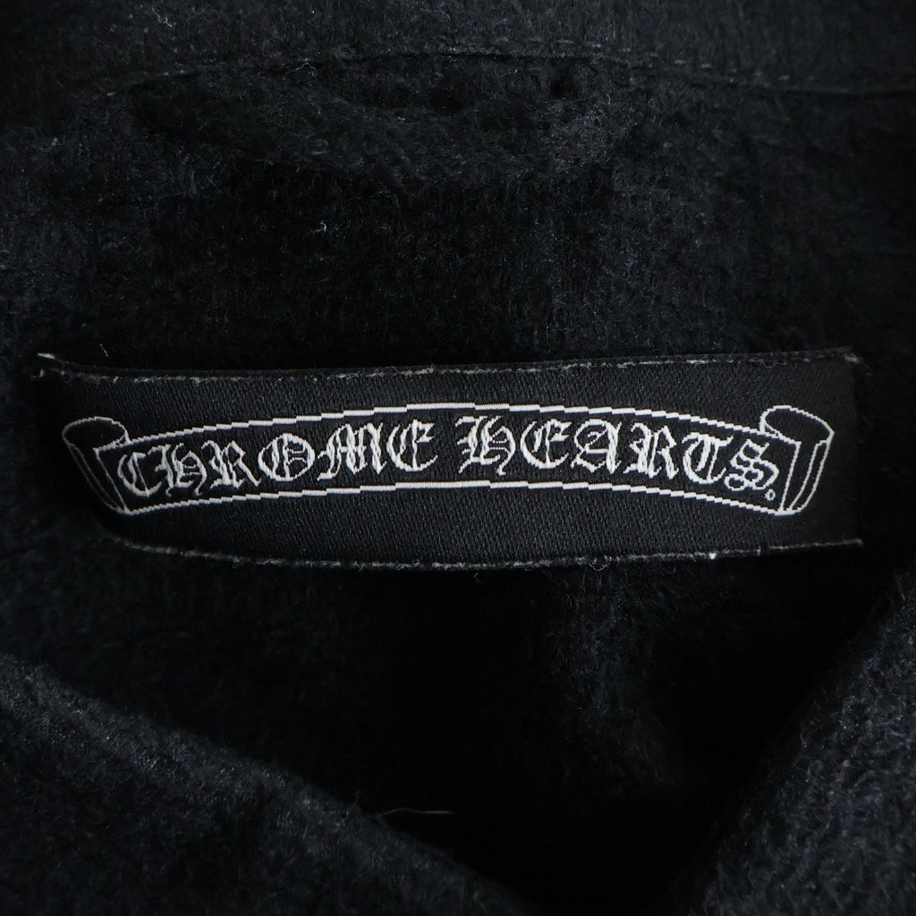CHROME HEARTS(クロムハーツ) シルク BSフレアボタン レザーパッチ 長袖シャツ ブラック
