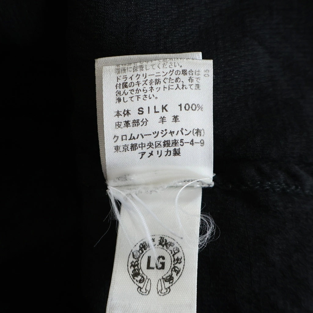 CHROME HEARTS(クロムハーツ) シルク BSフレアボタン レザーパッチ 長袖シャツ ブラック