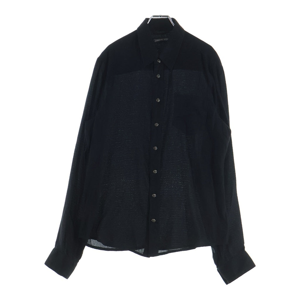 CHROME HEARTS(クロムハーツ) シルク BSフレアボタン レザーパッチ 長袖シャツ ブラック