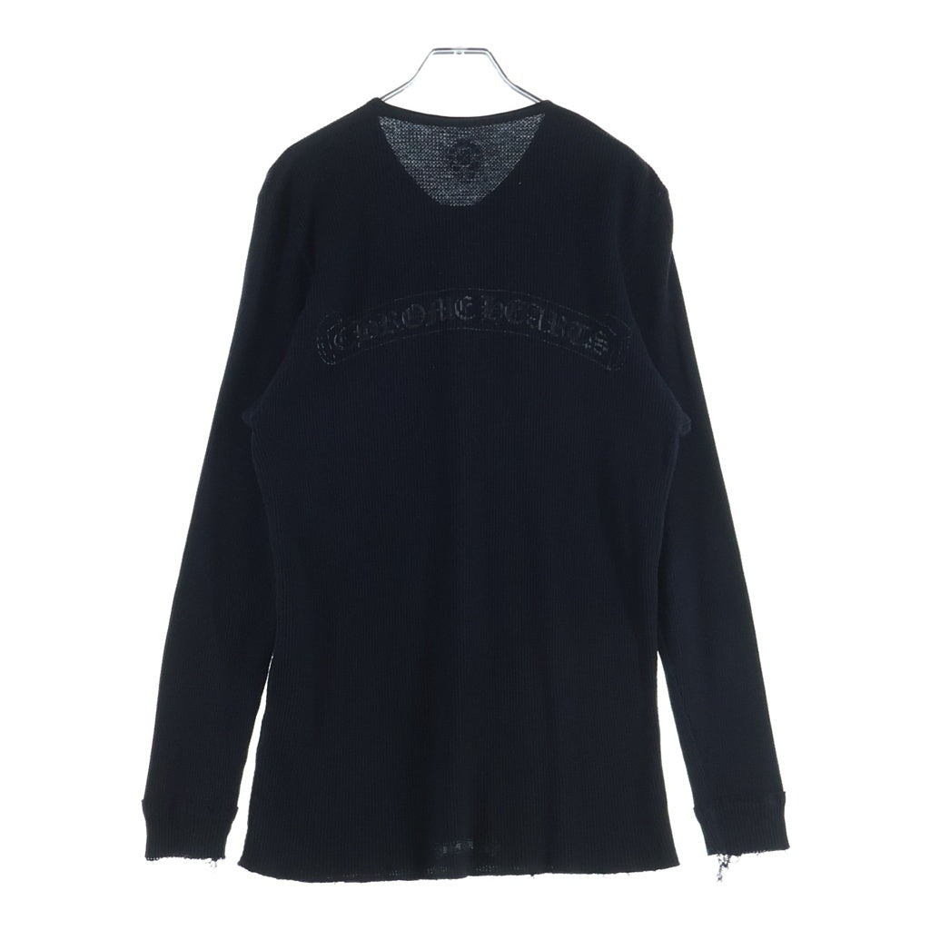CHROME HEARTS(クロムハーツ) LS HNLY ロゴバックプリント ヘンリーネック 長袖サーマルTシャツ カットソー ブラック