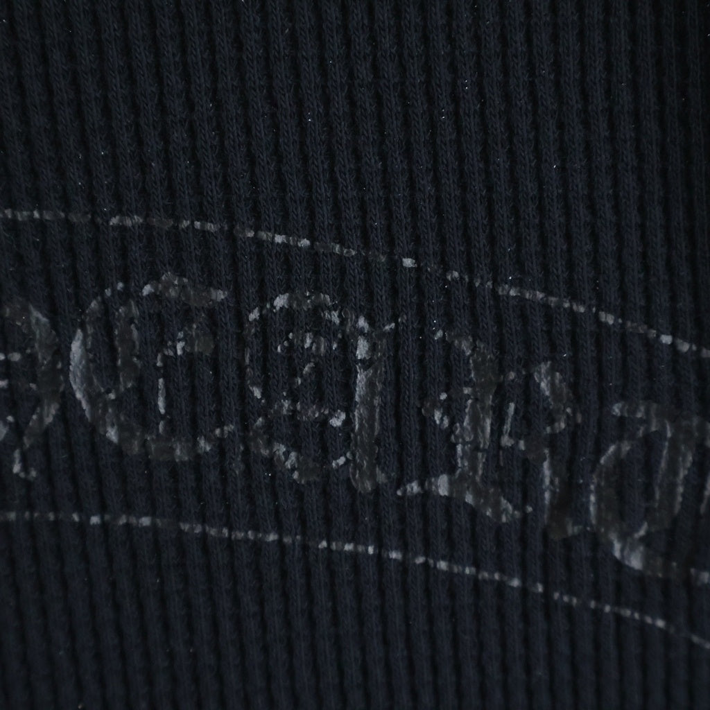 CHROME HEARTS(クロムハーツ) LS HNLY ロゴバックプリント ヘンリーネック 長袖サーマルTシャツ カットソー ブラック