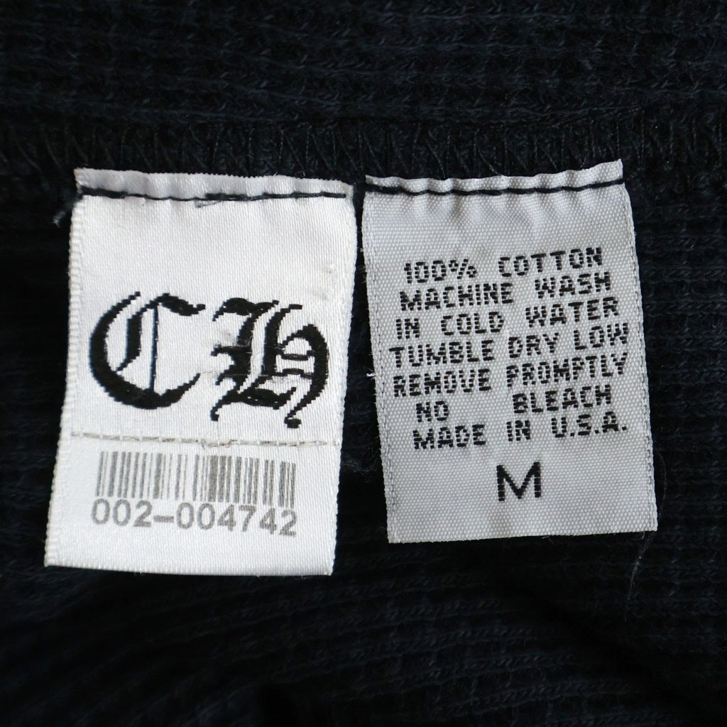 CHROME HEARTS(クロムハーツ) LS HNLY ロゴバックプリント ヘンリーネック 長袖サーマルTシャツ カットソー ブラック