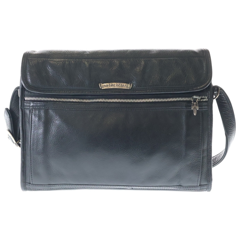 CHROME HEARTS(クロムハーツ) LAPTOP BAG レザー スクロールラベル ラップトップ ショルダーバッグ ブラック レディース