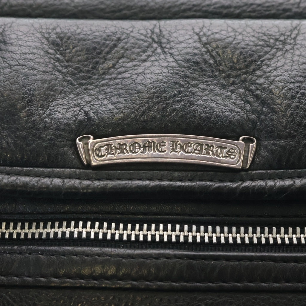 CHROME HEARTS(クロムハーツ) LAPTOP BAG レザー スクロールラベル ラップトップ ショルダーバッグ ブラック レディース