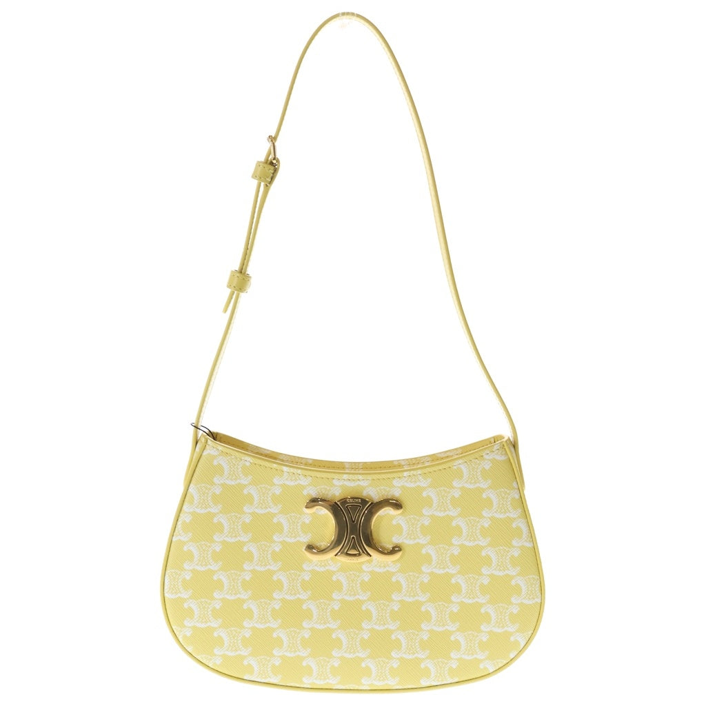 CELINE(セリーヌ) TILLY MEDIUM ティリー ミディアム トリオンフ総柄 レザーショルダーバッグ ゴールド金具 イエロー 115702F06.11BY レディース