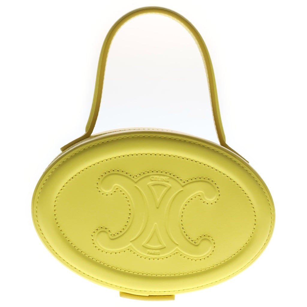 CELINE(セリーヌ) OVAL MINAUDIERE オーバル ミノディエール トリオンフ カーフスキン レザー トップハンドルバッグ イエロー 198613DU6.11CT レディース
