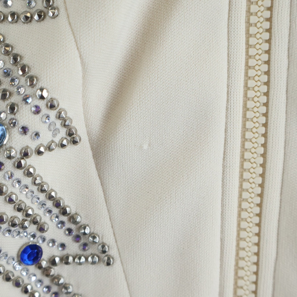 CELINE(セリーヌ) 23SS Embellished Jersey Track Jacket スタッズ ビジュー トラックジャケット ジャージ アイボリー 82Y73A121O.01XD