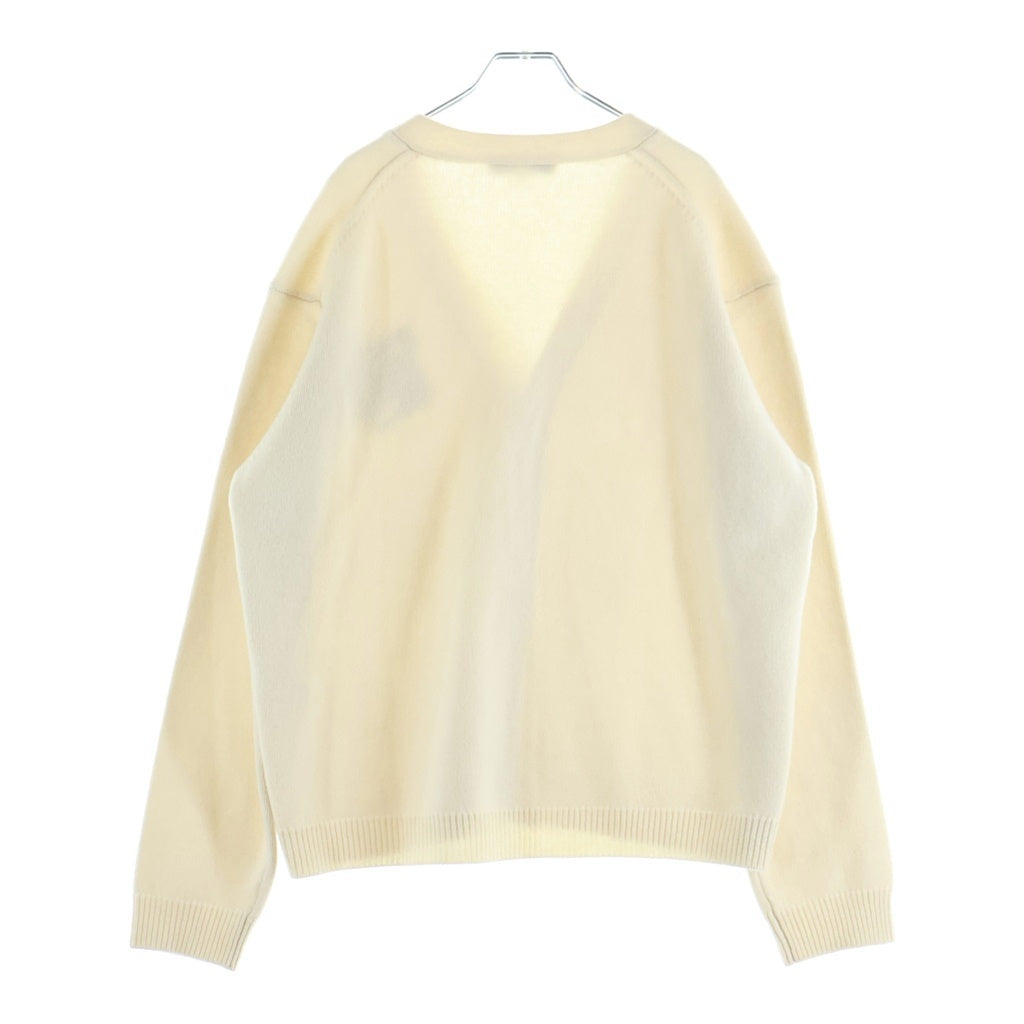 MAISON KITSUNE(メゾンキツネ) フォックスヘッド ロゴ インターシャ メリノ ニットカーディガン アイボリー PM00509KM0329