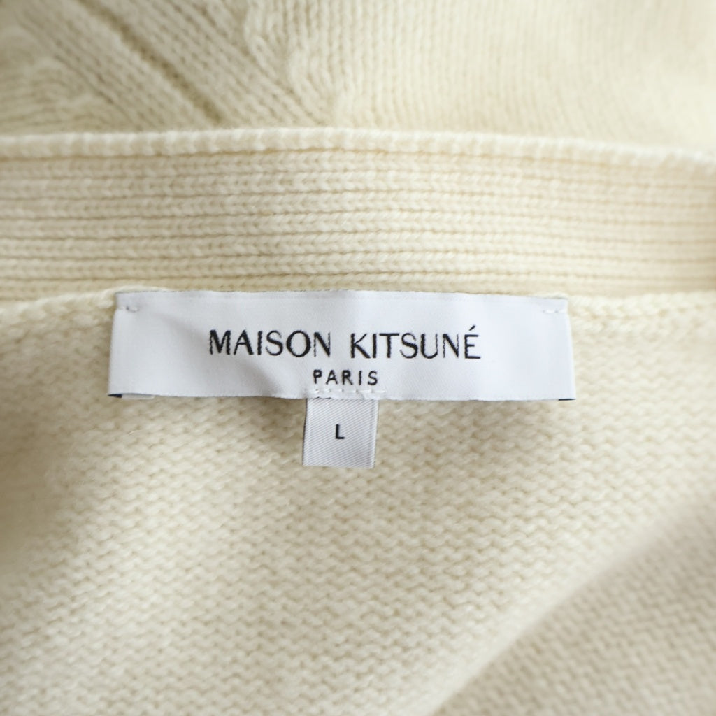 MAISON KITSUNE(メゾンキツネ) フォックスヘッド ロゴ インターシャ メリノ ニットカーディガン アイボリー PM00509KM0329