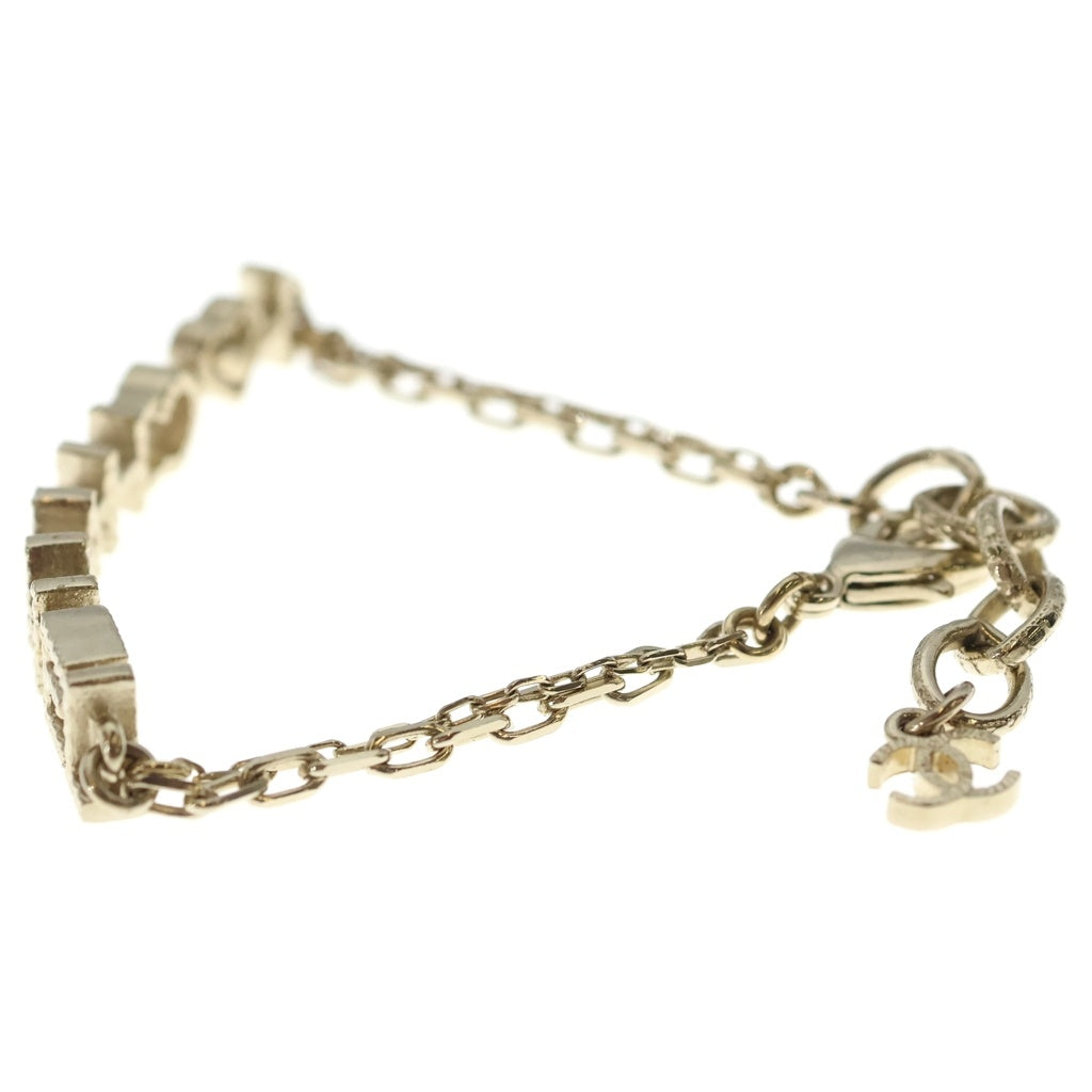CHANEL(シャネル) 17SS I LOVE CHANEL アイラブシャネル ハートチャーム付き ロゴ チェーンブレスレット ゴールド A98210
