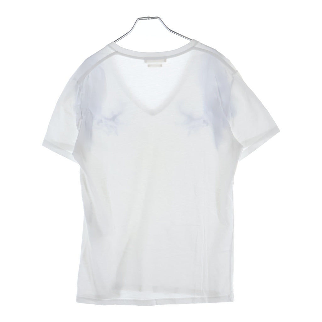 Alexander McQueen(アレキサンダーマックイーン) イタリア製 バードプリント Vネック 半袖Tシャツ カットソー ホワイト 387902 QGZ51