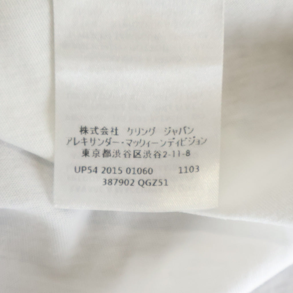 Alexander McQueen(アレキサンダーマックイーン) イタリア製 バードプリント Vネック 半袖Tシャツ カットソー ホワイト 387902 QGZ51