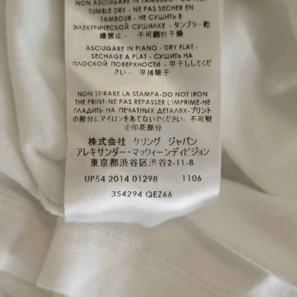 Alexander McQueen(アレキサンダーマックイーン) 14SS 歌舞伎デザインプリント Vネック 半袖Tシャツ カットソー ホワイト 354294 QEZ66