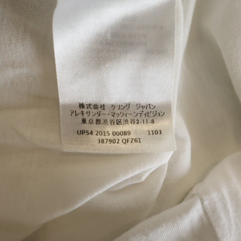 Alexander McQueen(アレキサンダーマックイーン) イタリア製 グラフィックアートプリント Vネック 半袖Tシャツ カットソー ホワイト 387902 QFZ61