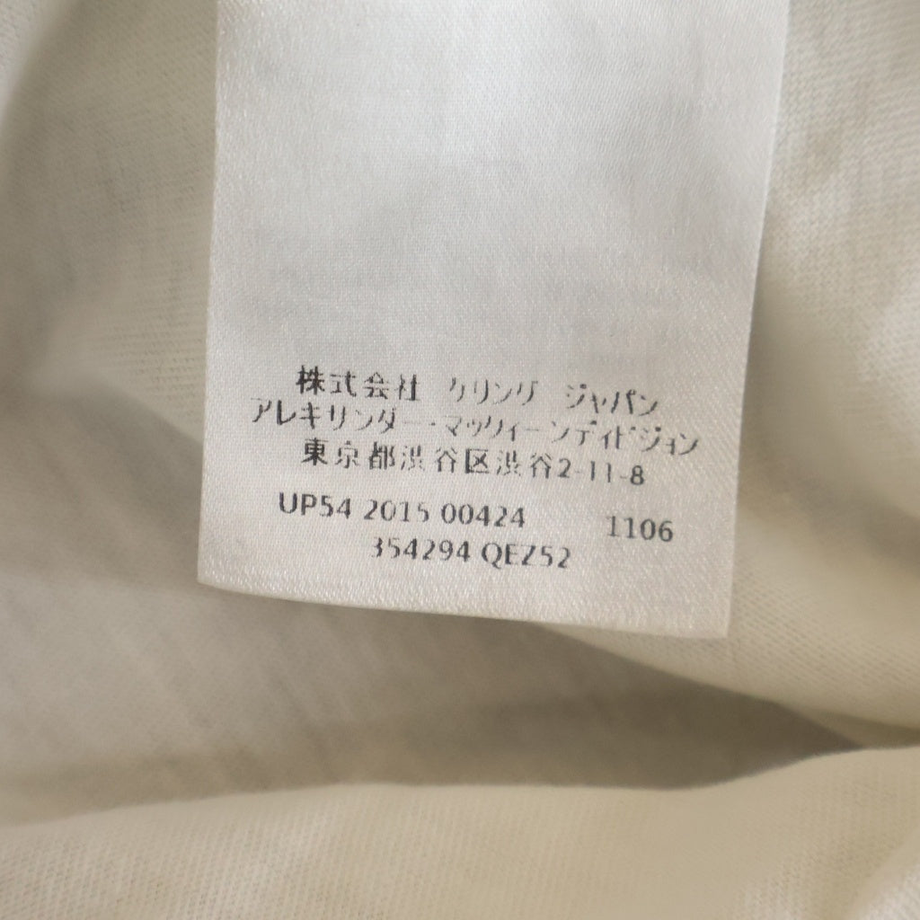 Alexander McQueen(アレキサンダーマックイーン) イタリア製 バードフェザープリント Vネック 半袖Tシャツ カットソー ホワイト 354294 QEZ52